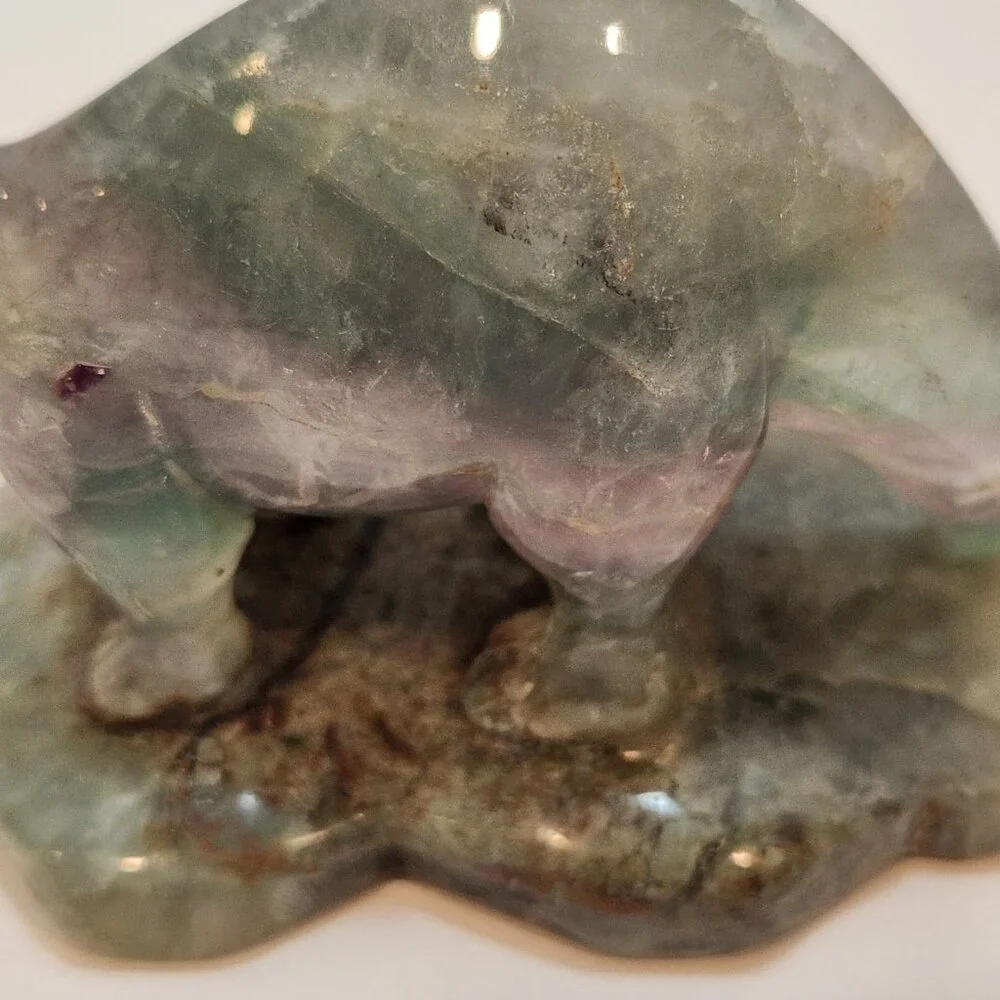 Hand Carved Fluorite Crystal Dinosaur Figurine - Picture 8 of 10